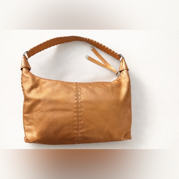 Michael Kors Metallic Orange Whipstitch Cargo Hobo Bag Y2K Statement Leather - Picture 2 of 7